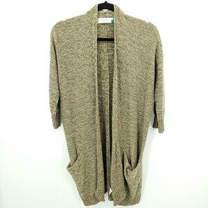 Anthropologie sparrow Cotton-Blend Open Style 3/4 Sleeve Cardigan S Green/Gray
